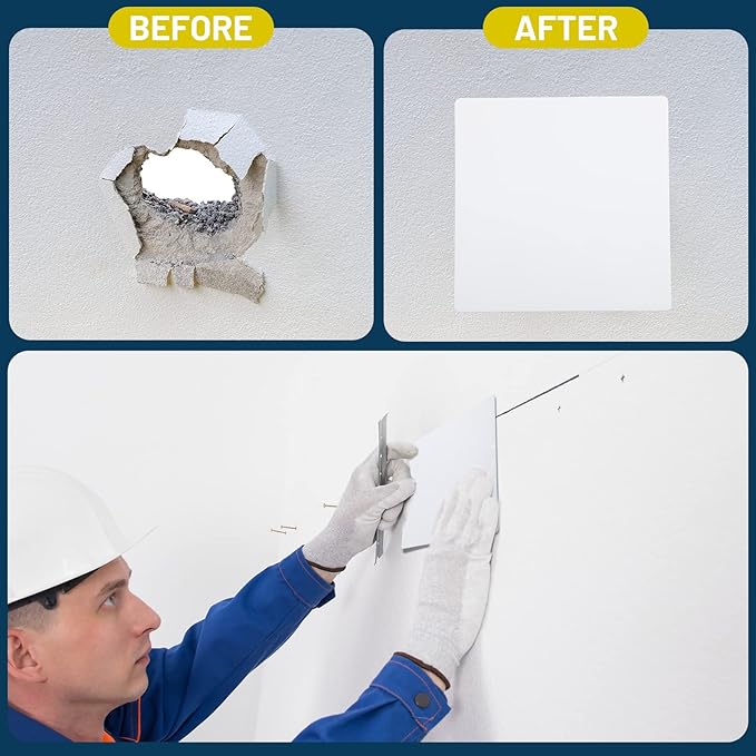 Sosation 6 Pcs Square Plastic Flat Blank Plate Wall Hole Cover Ceiling Cover Plate with 48 Pcs Double Faced Adhesive Tape for Ceilings or Wall (5 Inch)