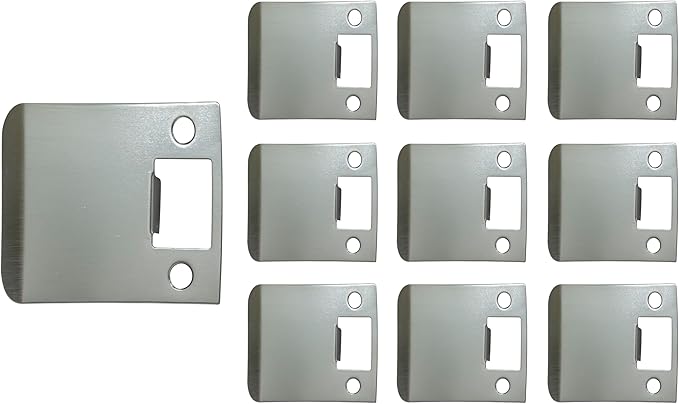 QCAA Solid Brass Extended Lip Strike, 3''X2-1/4", Satin Nickel, 10 Pack, Made in Taiwan