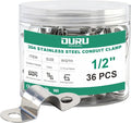 36pcs 1/2 Inch Conduit Clamp 304 Stainless Steel, Rigid Metal Pipe Clamp U Bracket, 2 Holes Pipe Strap for Automotive, Wire & Tube