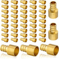 (50-Pack) PEX Fittings, Pex 1/2"x1/2" Female Sweat Copper Adapter, Brass Crimp Fittings, PEX Tubing Pipe Plumbing, ASTM F1807(PEX1807127-50Pack)