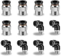 12 Pcs Push to Connect Fittings 3/8 Inch Tube OD x 3/8 Inch NPT Thread Pneumatic Male Straight and Elbow Quick Connect Air line fittings