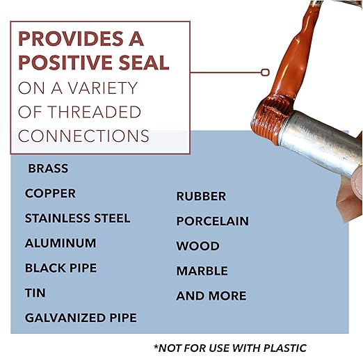 Gasoila Hard-Setting Permanent Thread Sealant, Fast-Drying Red Varnish Sealant for PVC, Metal, Rubber, Wood & More – -100°F to 600°F Temp Range, Brush in Cap Applicator, BT16, 1 Pint Can