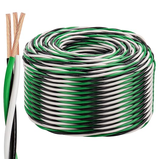 12 AWG THHN Wire 250FT 3-Color Set (Black/White/Green) – Stranded Copper, Pre-Twisted Conductors, THHN/THWN-2 Rated, 600V, Nylon Jacket for Conduit, Residential & Commercial Wiring