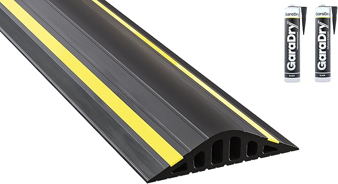 1 ½" High Garage Door Flood Barrier Threshold Kit (12'3") | Flexible PVC | Complete Kit Includes 2 Adhesives | GaraDry