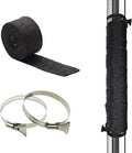 DOBTIM Fireproof Pipe Wrap Insulation 2" Wide X 16' Long, Fiberglass Heat Shield Tape Pipe Webbing for Stove Flue Protector with 2 Clamps, Black