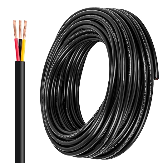 14 Gauge Wire 3 Conductor,14 AWG Electrical Wire Stranded PVC Cord Oxygen-Free Copper Cable,50FT 3 Core Pure Copper Flexible Cable Wire for LED Lamp Lighting Strips Automotive (14AWG-3C, 50FT)…