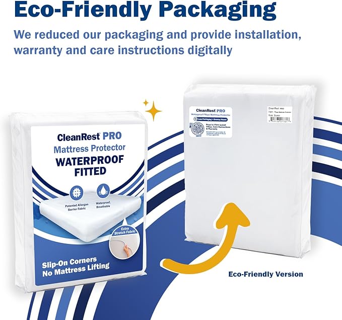 CleanRest Waterproof Mattress Fitted Sheet Protector, Ultimate Defense Against Spills and Wear, MicronOne Allergen Barrier, Breathable, Chemical-Free, Fits Mattress Depths 12" to 21" (Twin XL)