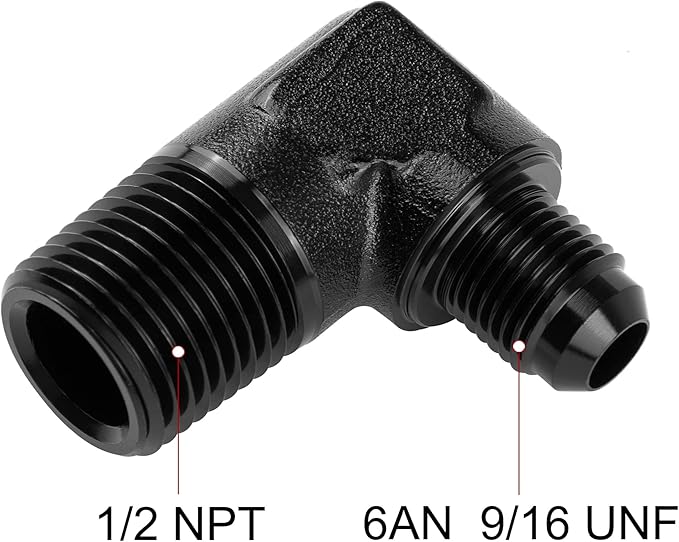 EVIL ENERGY 6AN to 1/2" NPT Male 90 Degree Fitting Adapter Aluminum