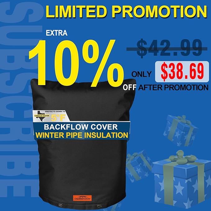 Backflow Preventer Cover Insulated (5°F) - 22" W x 34" H Black, 7-Layer Thick Fabric with Aluminum Foil for Winter Pipe Freeze Protection, Outdoor Sprinkler Valve Cover
