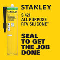 Stanley S421 All-Purpose RTV Silicone Sealant (2 x 10.1 fl.oz.) – 100% Waterproof Brown Caulk | Industrial-Grade Silicone for Kitchen, Bathroom, Shower, Window, Door, Indoor & Outdoor Use | 2 Pack