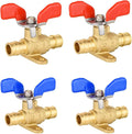 4 Pack Foskan PEX-A Expansion Drop Ear Ball Valve, 3/4" Full Port Shut-off Valve with Blue or Red Butterfly Handle for PEX-A Pipe Connection