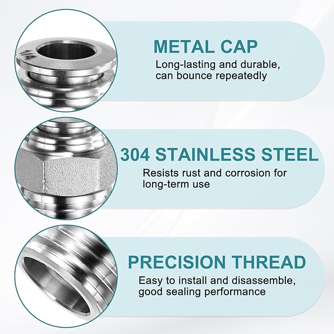 HARFINGTON Push to Connect Fittings 1/4" Tube OD x 1/4" NPT Thread Male Straight Union Fittings 304 Stainless Steel Quick Connect Pneumatic Accessories for Trailers Air Brake System