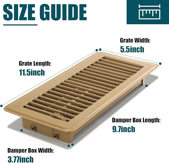 VOISEN Floor Register 4x10, 10 Pack Brown Floor Register Vents,Heavy Duty Steel Walkable Floor Vents,Vent Covers for Home Floor