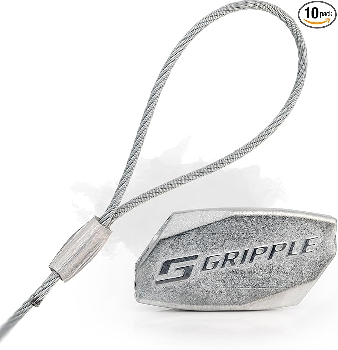 Gripple - No. 2 Standard Loop Hangers | Standard Hanger Cable | Hanger with Fastener for Fast Suspension | 100 lbs Safe Working Load | Sold in Packs of 10 | 20 Ft Rope