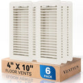 4" x 10" Floor Register Vent Covers 6-Pack, Walkable Powder-Coated Metal Vent Covers with Adjustable Airflow, Curved Safe Edges for Floor/Wall, White