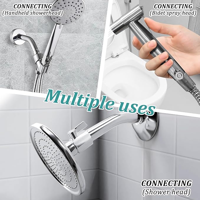 [2 Pack] Shower Head Shut Off Valve 304 Stainless Steel Mini Ball Valve(1/2" Female X Male) NPT Thread Water Flow Control，RV Shower Head with Hose Flow Restrictor