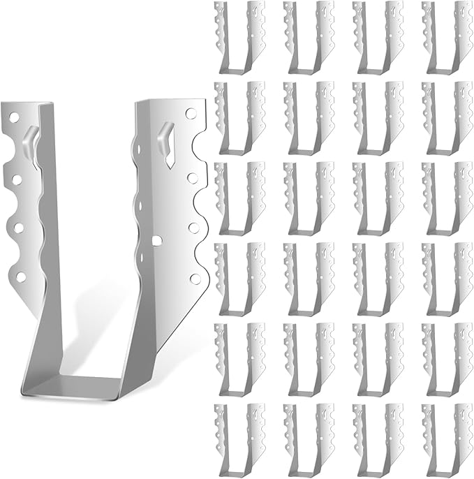 25PCS 2x8 Joist Hangers, 20 Gauge Double Shear Face Mount Rafter Brackets for Wood, Hurricane Rafter Ties Clips LU28 for Rafters, Decks, Floors and Ceiling Trusses, Lumber Beam Connectors