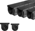 Deep Profile HDPE Trench Drain-39.4Lx6.1Wx5.5H in. Channel Drain with Grates,3 Pack Total Length 118.11 in, Plastic Yard Drainage System for Outdoor,Downspout,Yard Fence,Pool,Sidewalk,Patio