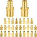 30-Pack Foskan 1/2" x 3/4" PEX Straight Reducing Coupling,Brass Crimp Fittings for PEX Tubing Pipe