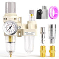 TAILONZ PNEUMATIC 1/4 Inch NPT Air Filter Pressure Regulator Water/Oil Trap Separator Combo(0-145PSI),Air Tool Compressor Filter with Gauge AC2010-02(Manual Drainage)