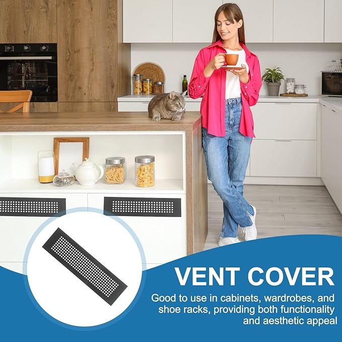 PATIKIL 14 x 3 Inch Door Air Vent Cover, 3 Pcs Aluminum Grille Ventilation Cover Louvered Diamond Hole with Mounting Screws for Cabinet Wardrobe Ceiling Door, Black