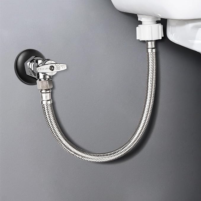 Toilet Connector Plumbing kit，Complete Toilet Set Valve, 1/2 inch NOM Inlet x 3/8 inch OD Compression Outlet Angle Shut Off