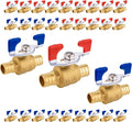 30PCS Foskan 3/4" PEX Crimp Ball Valve, Brass Full Port Shut-off Valve with Blue/Red Butterfly Handle for Portable Water Poject