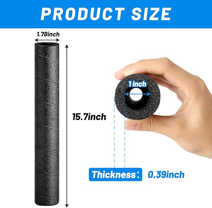 2 Pcs Pipe Insulation Foam Wrap, 15.7 " Black Pipe Protection Wrap Multi-Purpose Soft Foam Tubing for Outdoor Indoor Swimming Pool Handle Water