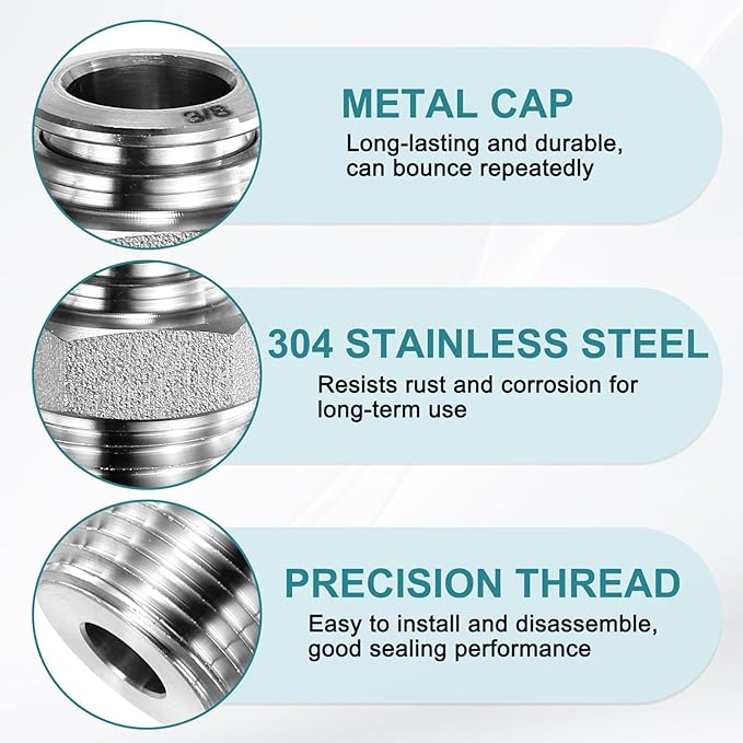 HARFINGTON Push to Connect Fittings 3/8" Tube OD x 1/2" NPT Thread Male Straight Union Fitting 304 Stainless Steel Quick Connect Pneumatic Accessories for Trailers Air Brake System