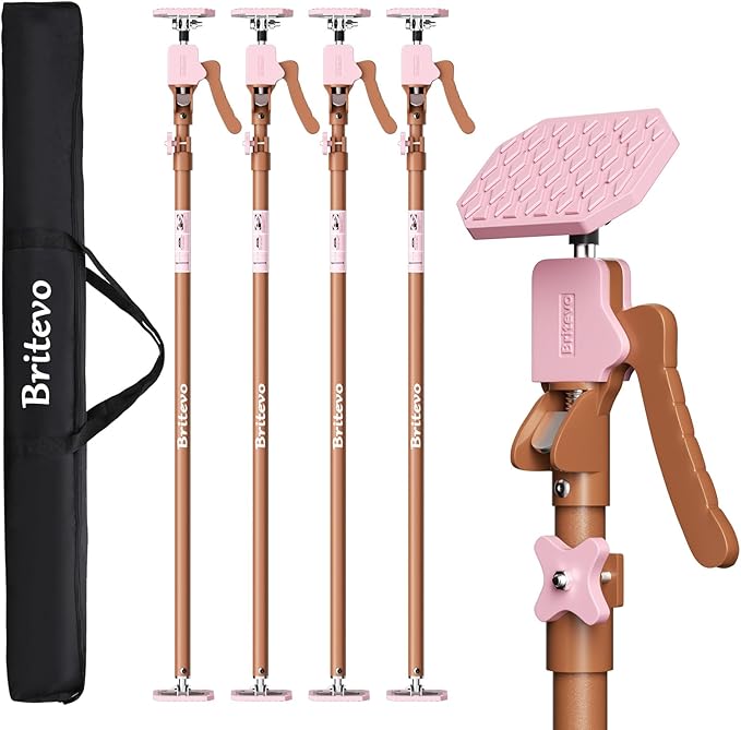 4PK Adjustable Telescopic Support Pole - Cabinet Jack, Heavy Duty Third Hand Support System, Support Road, Drywall Lift, Dust Barrier & Cargo Bar, 54-115", Holds 154lbs