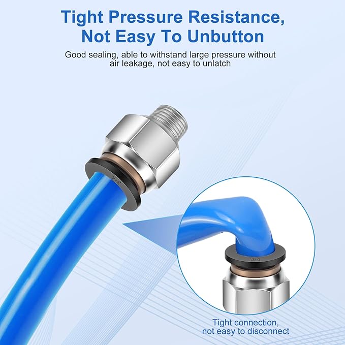 12 Pcs Push to Connect Fittings 3/8 Inch Tube OD x 1/8 Inch NPT Thread Pneumatic Male Straight and Elbow Quick Connect Air line fittings