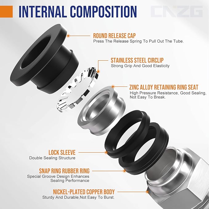 5/32" Tube OD to 1/4" NPT Thread Push to Connect Fittings,Pneumatic Quick Air Hose Fittings,Male Straight + Elbow,PC+PL(12pcs)