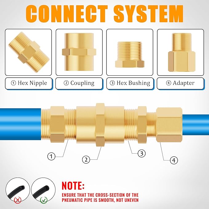 92PCS Brass Pipe Fittings Assortment Kit NPT Adapter,Hex Nipple,Reducer Bushing,Hex Coupling,90 Degree & 45 Degree Barstock Street Elbow,Street Tee,Bulk Head Fittings Kits
