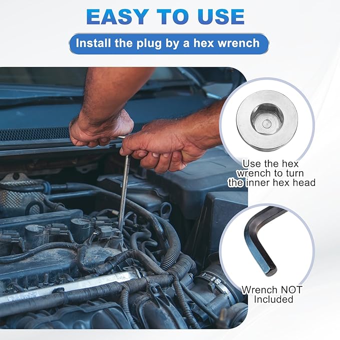 PATIKIL M26 x 1.5 Metric Pipe Plug Fitting, 304 Stainless Steel Internal Hex Head Socket Pipe Cap Adapter Connector with Copper Washer for Sealing Oil Gas Water
