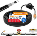 3~100FT Heat Tape for Water Pipes, UL & ETL Certified 15 FT Self-Regulating Pipe Heating Cable with Thermostat for Pipe Freeze Protection, Waterproof Heat Tape for Metal and Plastic Pipes,Black