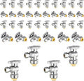 40-Pack Foskan Push Fit Angle Stop Valve,1/4 Turn Shut off Valve 1/2" Push Fit x 3/8" OD,Chrome Plated Brass