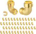 (Pack of 50) Niikappu 1 Inch x 3/4 Inch Reducing Elbow Brass Fitting, Push to Connect Plumbing Brass Fittings, PEX, Copper, CPVC, PE-RT Pipes