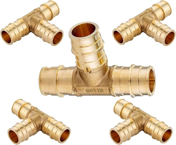 (5-Pack) Seelink 1/2" x 1/2" x 1/2" PEX-A Tee Expansion Fittings, for PEX Tubing Pipe Hose Fittings, ASTM F1960(PEX1960041-5Pack)