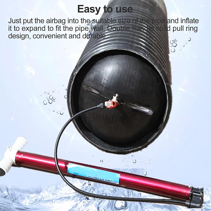 9.9 Inch Inflatable Pipe Plug, Water Shut Off Airbag for Drain & Sewer Lines - Reusable Rubber Test Ball, Temporary Water Blocker for Pipe Repair, Closed Water Testing & Maintenance