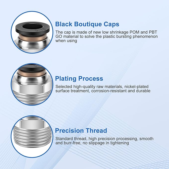 12 Pcs Push to Connect Fittings 5/16 Inch Tube OD x 3/8 Inch NPT Thread Pneumatic Male Straight and Elbow Quick Connect Air line fittings