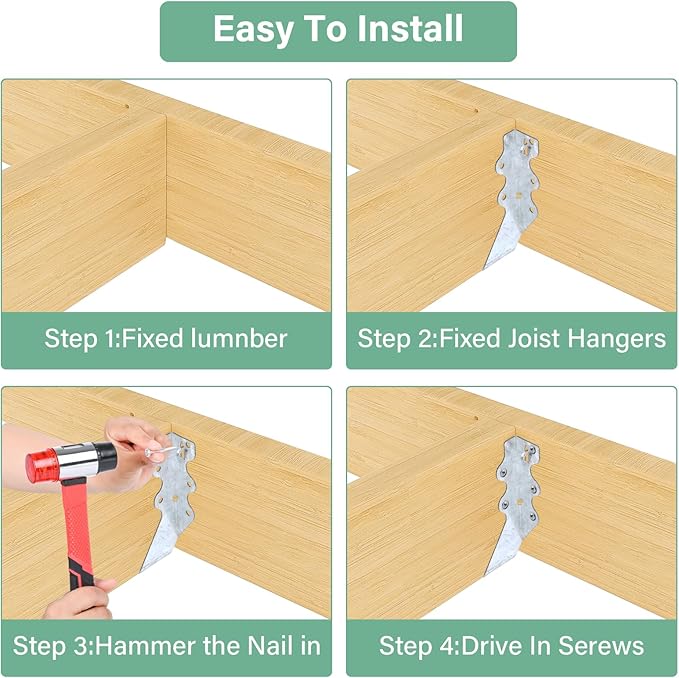 50 PCS 2"x6"Joist Hanger,20 Gauge Double Shear Face Mount Rafter Hanger for Deck Brackets,Rafter Brackets,Hurricane Ties for rafters