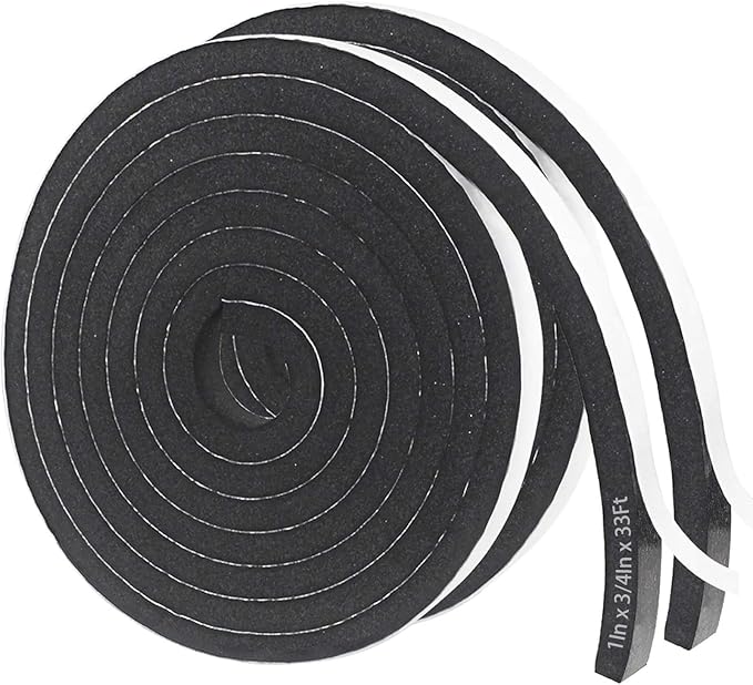 Storystore Foam Insulation Tape Self Adhesive, 1In x 3/4In x 33Ft Weather Stripping for Doors and Windows, Sound Proof Soundproofing Door Seal, Weatherstrip, Air Conditioning Seal Strip