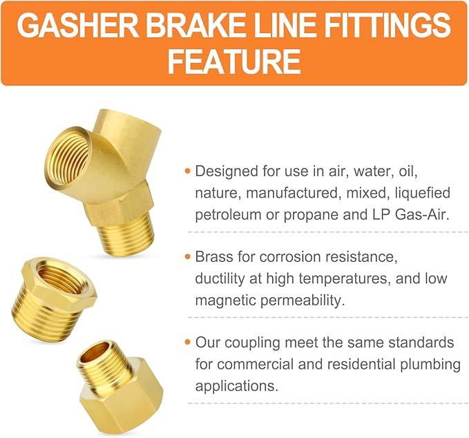 GASHER 2PCS Brass Pipe Fitting Male Branch Tee Y Adapter 1/2" NPT Female x 1/2" NPT Female x 1/2" NPT Male