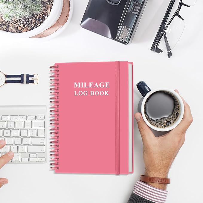 Auto Mileage Log Book for Taxes,Vehicle Maintenance Log Book, Mileage Tracker for Car with Mileage, 5.8" x 8.5", Pink