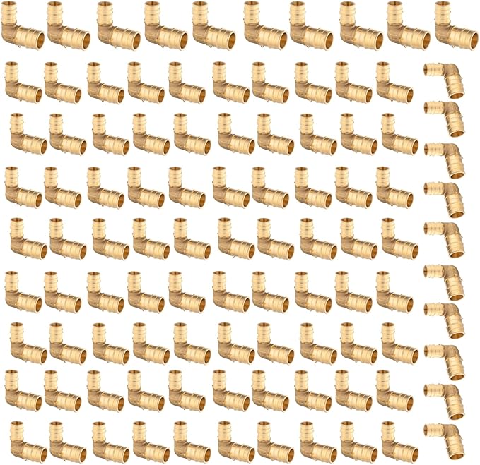 1 X 3/4Inch PEX-A Expansion Fittings,F1960 Brass Elbow,PEX Expansion Fittings Elbow For Pex A Tubing（100 PACK)(PEX1960039-100Pack)