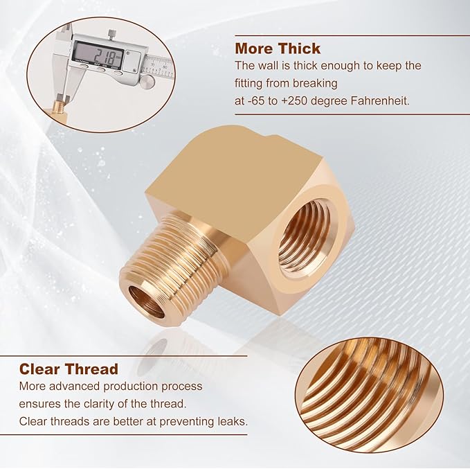 5pcs 1/8” Brass Fittings 90 Degree Barstock Street Elbow 1/8" NPT Male Pipe to 1/8" NPT Female Pipe Elbow Forged Brass Pipe Fittings