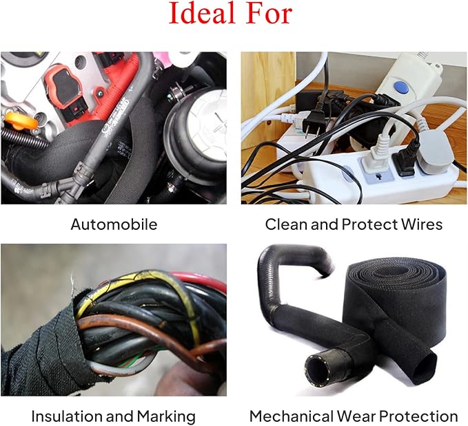 2 in 1 Heat Shrink Braided Sleeving Fabric Tubing-Ideal fit Irregular Shape Hose/Cable/Wire (1/2"(12mm), 32FT)