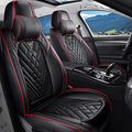Car Seat Covers for Jaguar E-PACE 2018-2024,Breathable Nappa Leather Car Seat Protector,Front Seat Cover with Pillow Automotive Seat Cushion with Airbag Compatible(Front Seats,Black-Red)