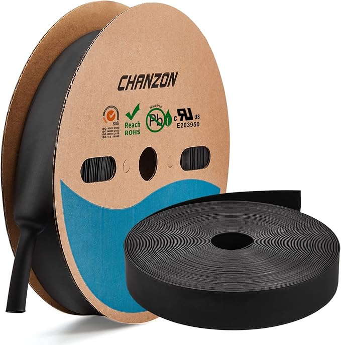 Chanzon 1pcs 25/32" (20mm) 2:1(25M Total Length) Heat Shrink Tubing 2:1 Ratio Black Polyolefin Sleeving Wrap Shrinking 2 to 1 2:1 80Ft Roll