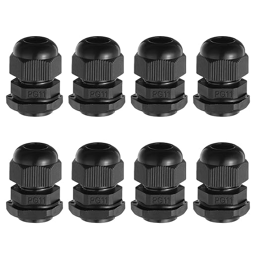 MECCANIXITY 8 Pcs PG11 Cable Gland, 5-10mm Wire Hole Strain Relief Joint for Cable Fixing, Wiring, Repairing, Gland Replacement, Electrical Appliances, Black
